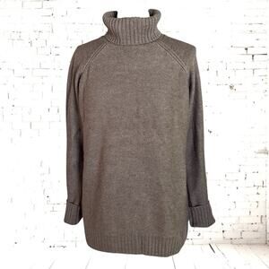 Icebreaker Sz L Merino Wool Turtleneck Knit Sweater Waypoint Toast Heather $269